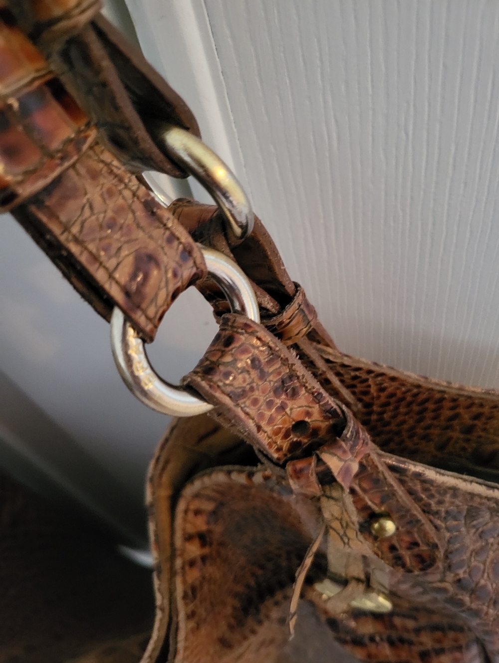 Brahmin Croc-embossed Leather Shoulder Bag/tote In Almond /brown. - Picture 16 of 16